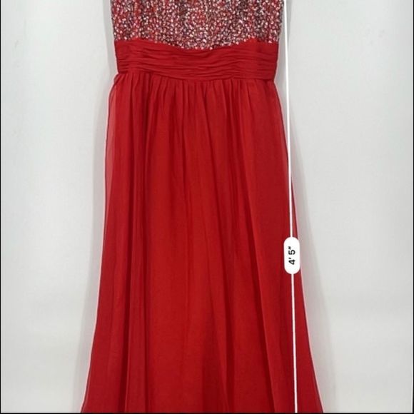 Radiant Red Embellished Evening Gown – Size 12 - Picture 9 of 12
